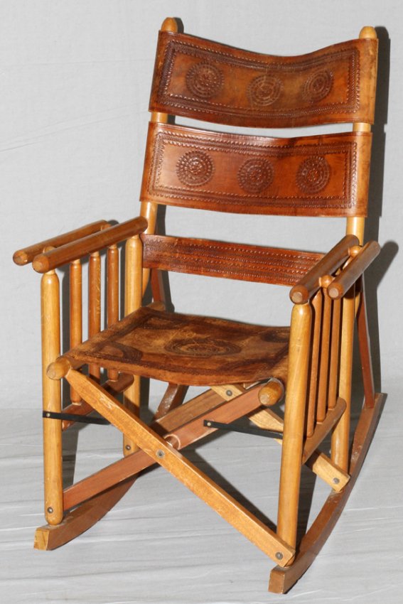 VINTAGE SOUTHWEST FOLD-UP ROCKING CHAIR LEATHER