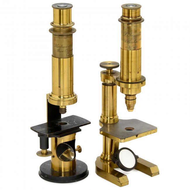 2 Small Brass Compound Microscopes