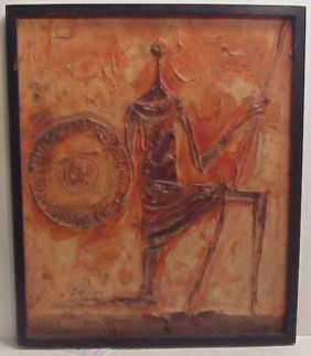 225A: Signed Luzon Modern relief painting figure, oil o ...