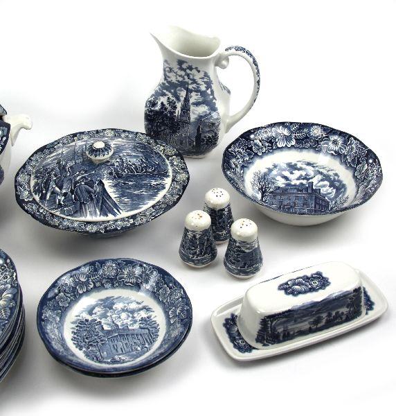 STAFFORDSHIRE IRONSTONE LIBERTY BLUE CHINA SET Lot 9159