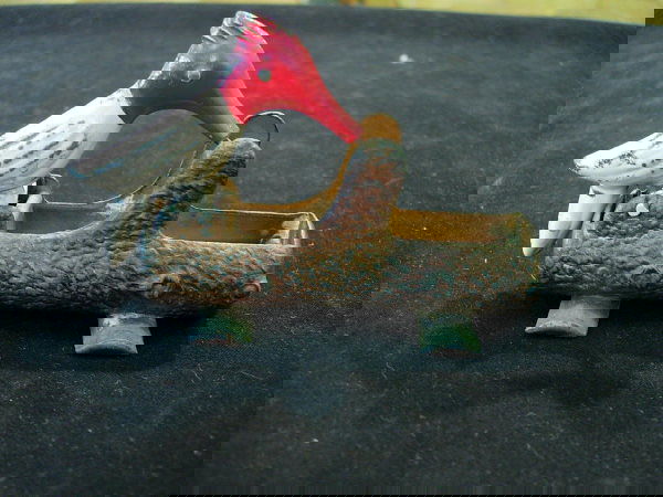 10254: ANTIQUE CAST IRON WOODPECKER TOOTHPICK HOLDER P : Lot 10254