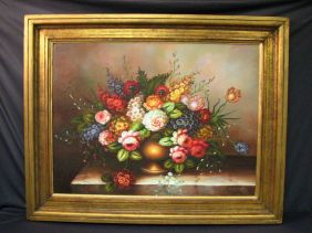 8164: M. AARON OIL ON CANVAS STILL LIFE : Lot 8164