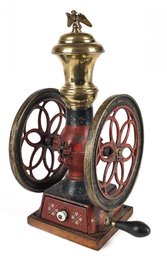 Cast iron Enterprise coffee mill, 19th c., 16 1/2 Lot 222