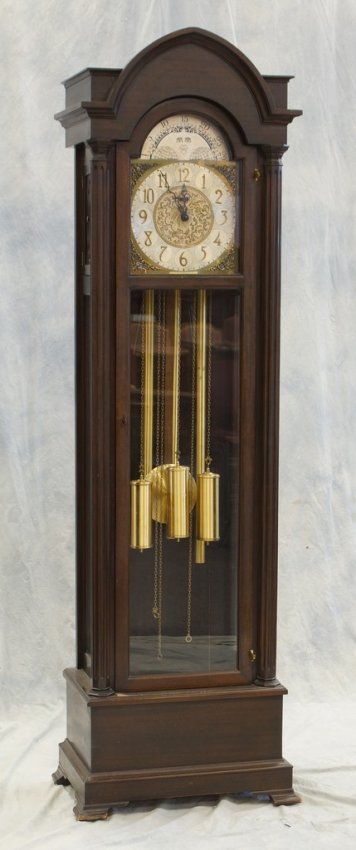 Mahogany Westminster chiming hall clock by American : Lot 4221