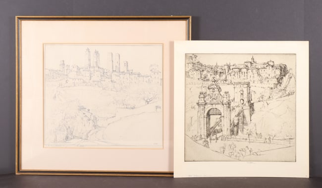 Ernest D. Roth - San Gimignano & Toledo - Drawing