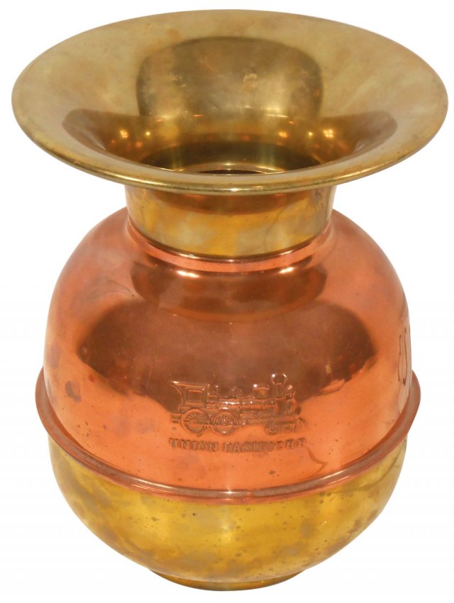Railroad spittoon, Union Pacific Railroad copper & bras Lot 750