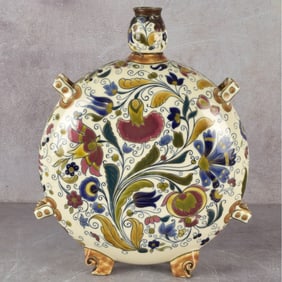 Hungarian Zsolnay Moon Flask Vase