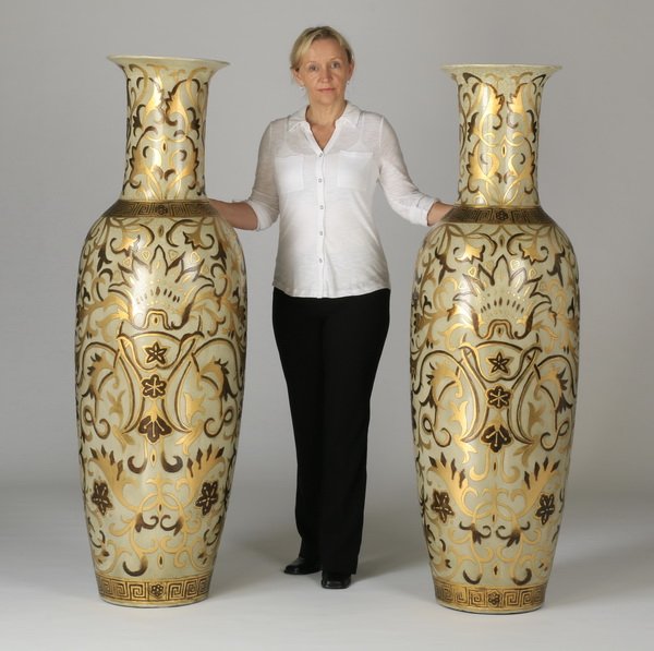 2 Oversized Asian Inspired Floor Vases 62 Lot 1   39956384 1 L 