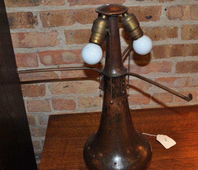 Dirk van erp table lamp hammered copper lot 45