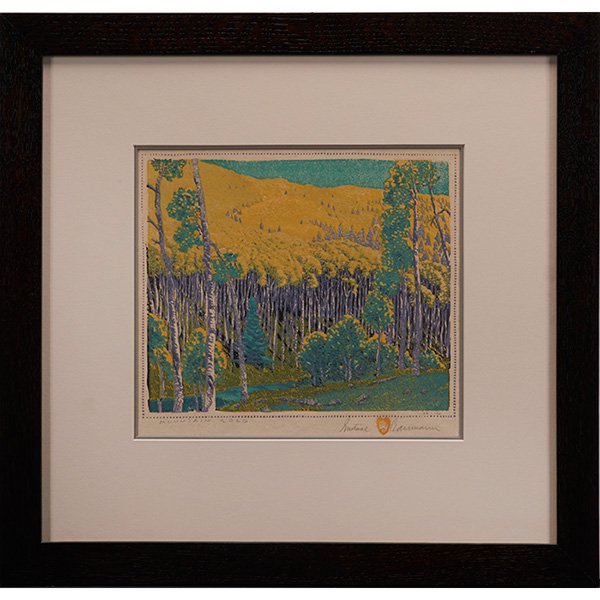 Gustave Baumann, Mountain Gold, color woodblock print : Lot 263