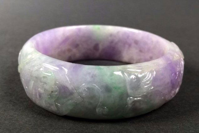 A Chinese Natural Grade A Lavender Jadeite Bangle : Lot 129