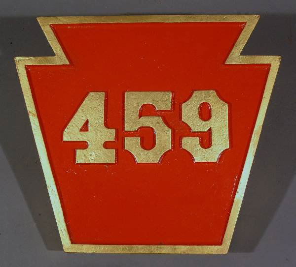 149 PRR G5 number plate 459. 17.5"x19" Lot 149