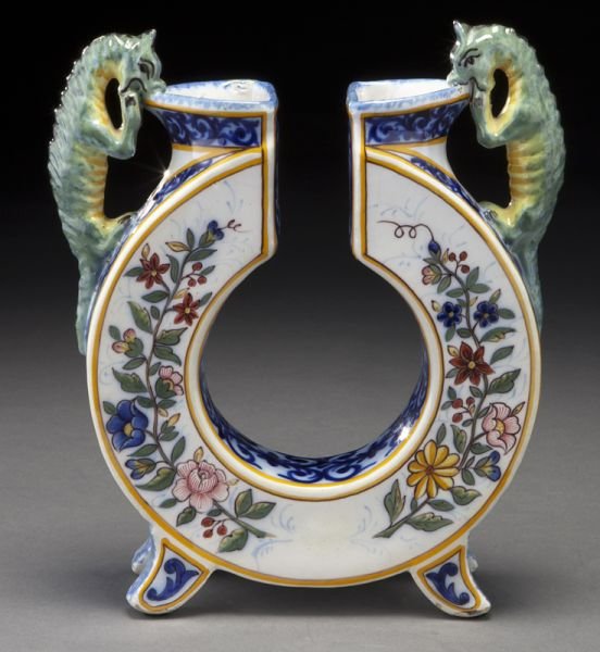 59 Henriot Quimper pottery horseshoe vase, Lot 59