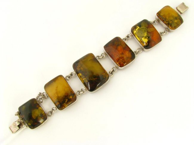 Amber, Sterling Silver Bracelet