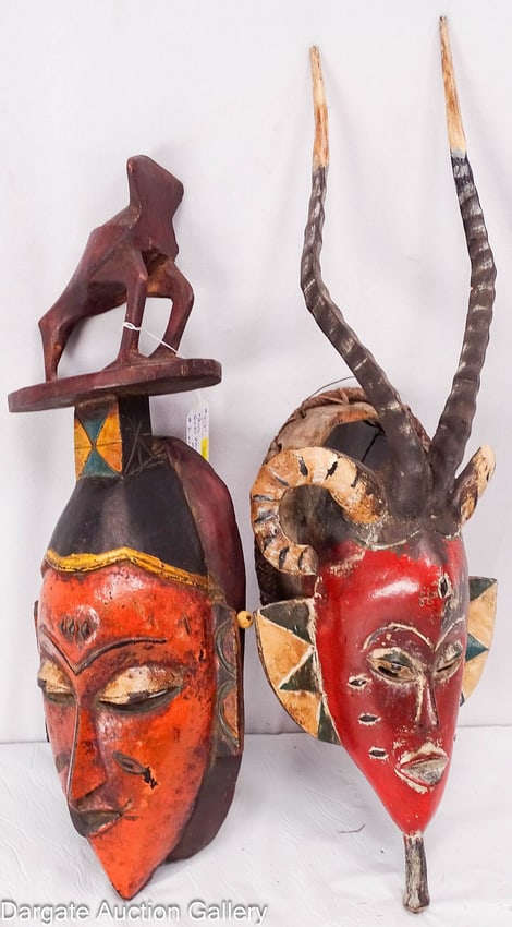 (2) GURO TRIBAL MASKS AFRICAN IVORY COAST
