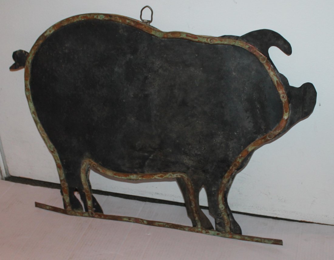 19th C Painted Tin Pig Farm Trade Sign Lot 54