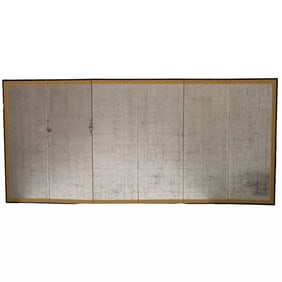 Japanese Silk, Silvered Paper, and Ebonized Room Screen