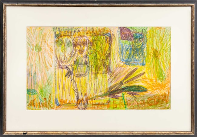 Emile Gauguin Figural Abstraction Crayon on Paper