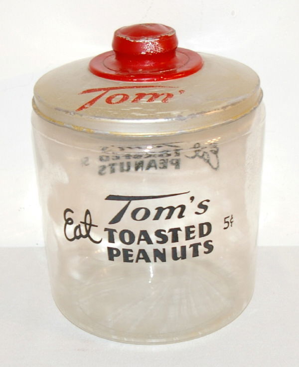 715 Tom's Toasted Peanuts General Store Glass Jar Lot 715