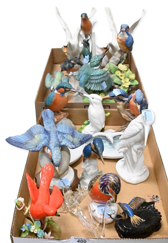 Group of Mostly Kingfisher Porcelain and Decorative Bird Figures