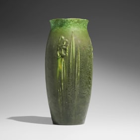 Eva Russell for Grueby Faience Company, Vase with daffodils