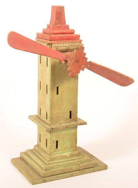 Folk Art Painted Wood Wind Mill Whirligig Aug Conestoga