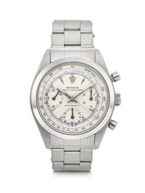 ROLEX. A HIGHLY WELL-PRESERVED AND ATTRACTIVE STAINLESS STEEL CHRONOGRAPH WRISTWATCH WITH
