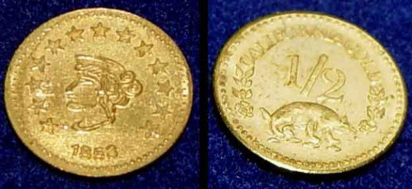 177 1853 California 1 2 Dollar Gold Coin US Lot 177