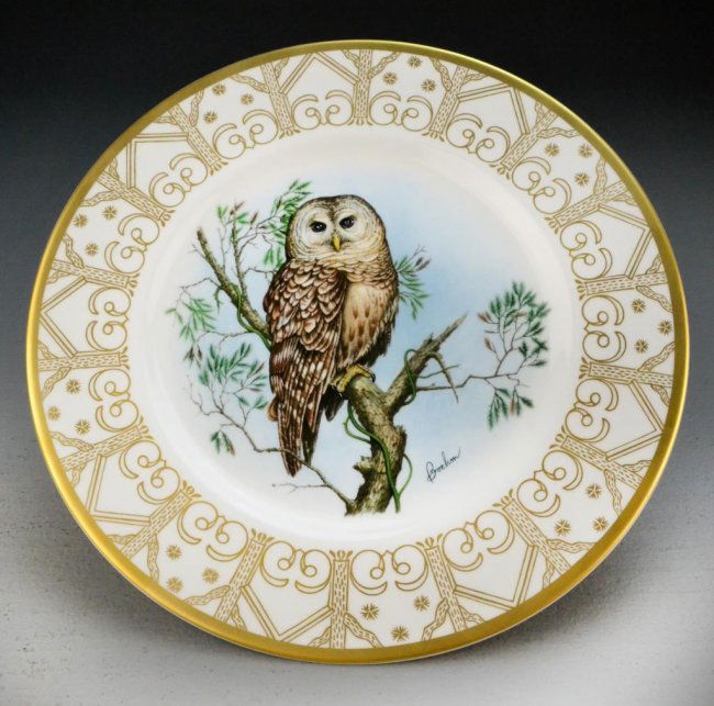 (8) Edward Boehm Porcelain Owl Plate Collector Plates : Lot 494