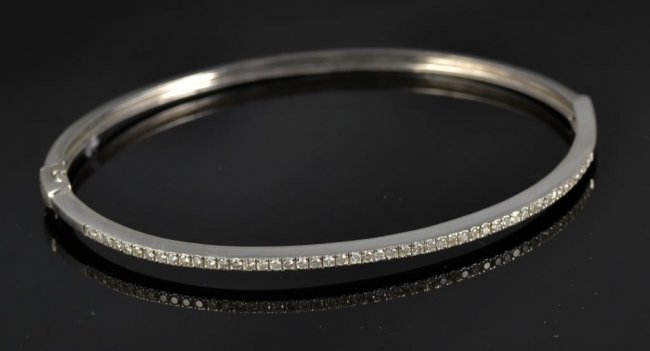 Ladies 14K White Gold  Diamond Bangle Bracelet