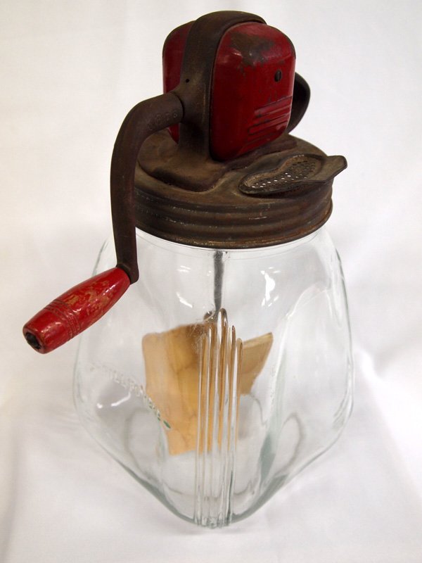 Vintage Glass Butter Churn Wodden Paddles Lot 2064