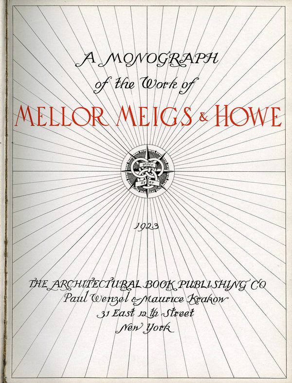 Mellor Meigs Amp Howe Architecture Bk 1923 Lot 676