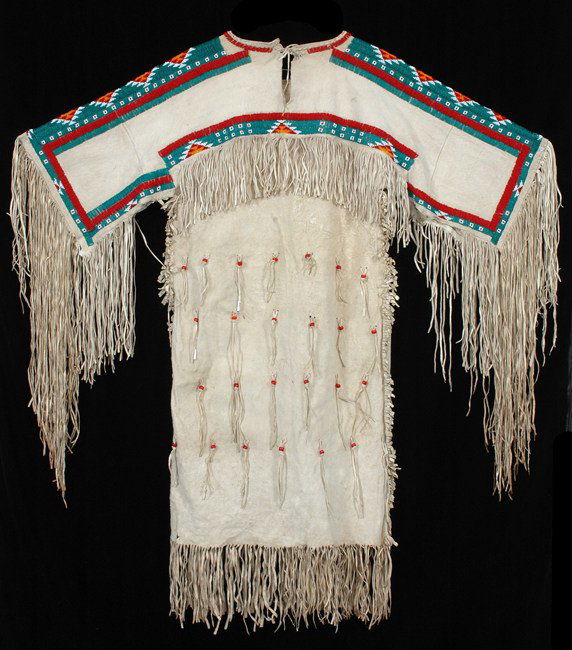 198 Cheyenne Beaded Buckskin Dress ca. 1930 Size Sm : Lot 198