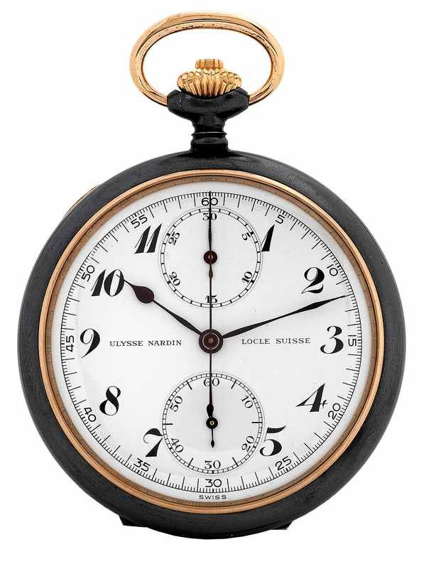 199 Ulysse Nardin Chronograph Pocket Watch Gun Metal Lot 199