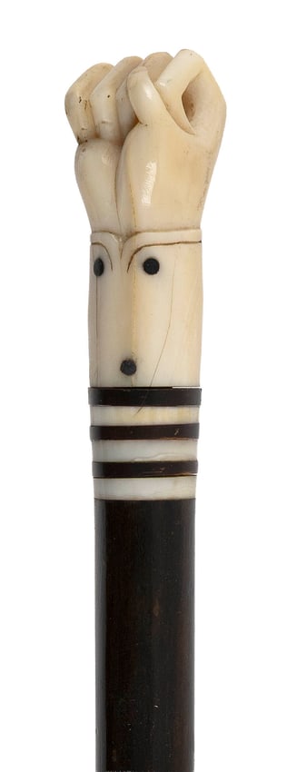SCRIMSHAW LADY'S WALKING STICK America, Circa 1860 Length 32.5