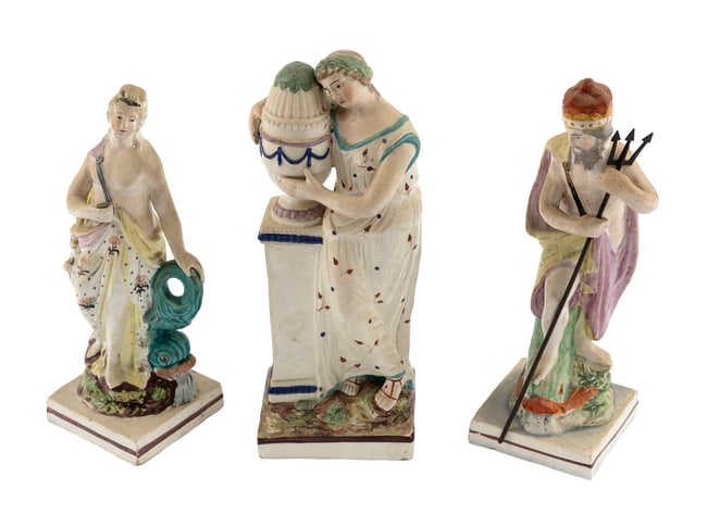 THREE STAFFORDSHIRE FIGURE GROUPS England, 19th Century Heights from 8.5