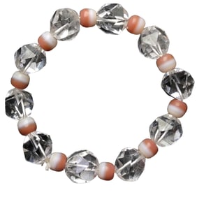 Natural diamond white crystal with red line medicine wrist beads