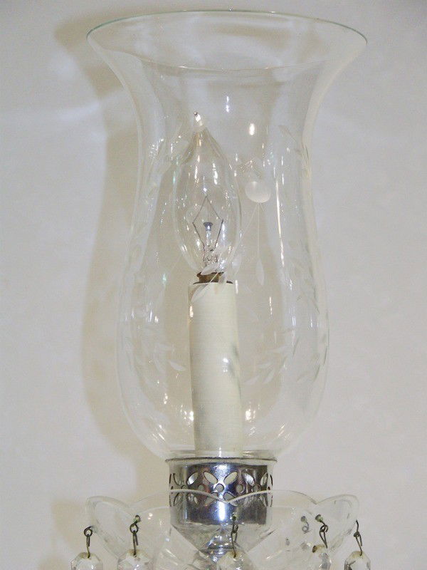 4 Pair Vintage Crystal Hurricane Lamps Lot 4