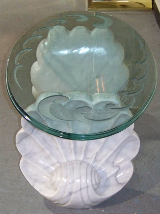 180: Great Carved Marble Sea Shell Based Coffee Table : Lot 180