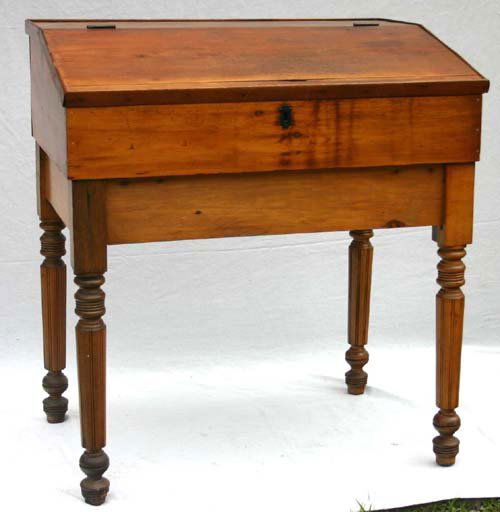 30 antique slant lid school master's desk on frame Lot 30