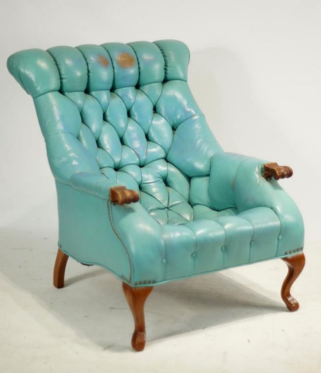 Carl Forslund leather sleepy hollow chair & ottoman Lot 241