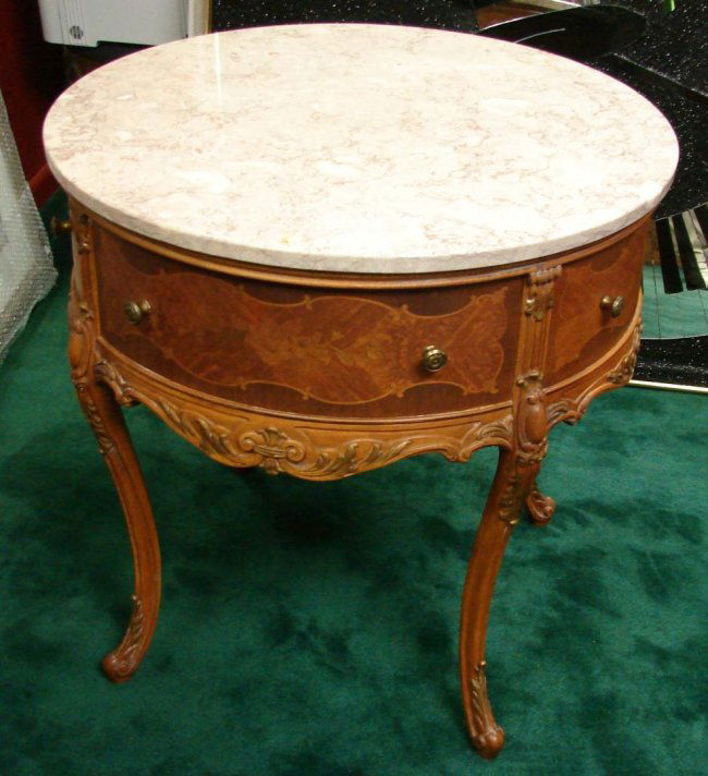 161Q Antique French Marble Top Round Side Table Lot 161Q