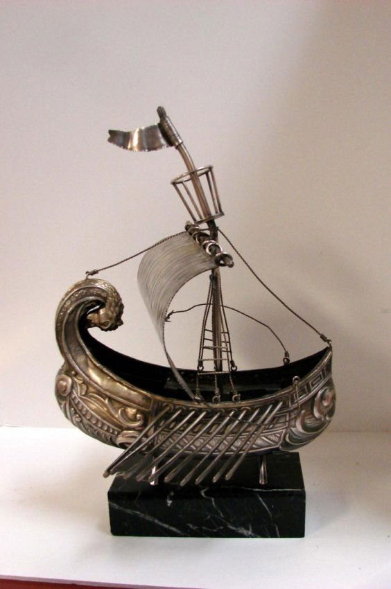 Heavy Metal Viking Ship Sculpture & Wall Hanging Lot 14