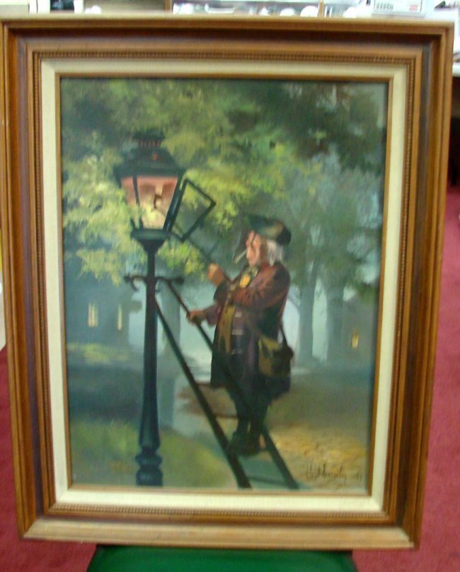 Original Lloyd Garrison Painting of a Lamplighter : Lot 134