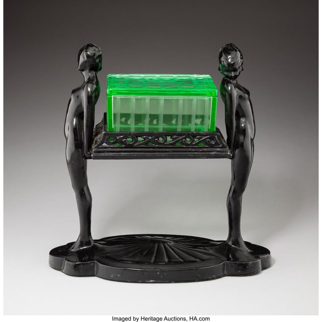 79237&colon; Frankart&comma; Inc&period;  Figural Cigarette Box with Glass