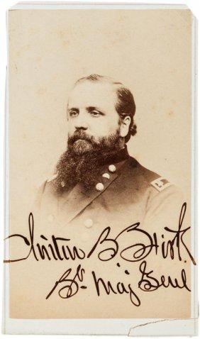 49291: General Clinton B. Fisk Signed Carte De Visite. : Lot 49291