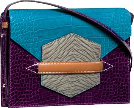 58169: Hermes Shiny Amethyst \u0026amp; Blue Izmir Alligator, Ag : Lot 58169