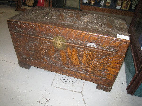 241 Hand Carved Cedar Chest Lot 241