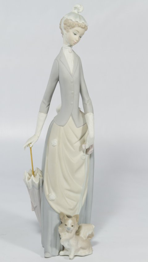 lladro figurine lady with dog