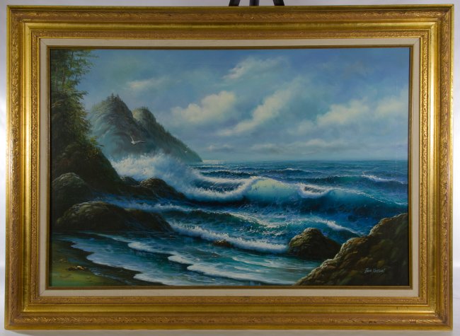 June Nelson (20th Century) 'Seascape' Oil on Canvas : Lot 140